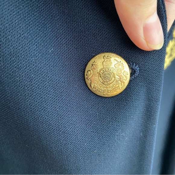 Ralph Lauren Women’s 100% Wool Navy Gold Classic Logo Crest 2 Piece Suit Blazer - Picture 8 of 14